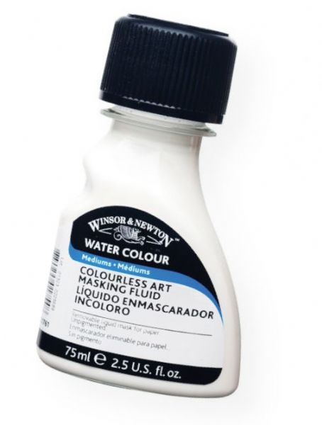 Winsor & Newton 3221761 Colorless Art Masking Fluid; A colorless, non-staining liquid composed of rubber latex for masking areas of work needing protection when color is applied in broad washes; 75ml; Shipping Weight 0.23 lb; Shipping Dimensions 4.41 x 2.2 x 1.38 in; UPC 884955017548 (WINSORNEWTON3221761 WINSORNEWTON-3221761 ARTWORK)