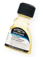 Winsor & Newton 3221763 Gum Arabic; A pale colored solution that controls the spread of wet color, reduces staining, and slows drying; Also increases gloss and transparency; Dilute with water as required; 75ml; Shipping Weight 0.25 lb; Shipping Dimensions 4.41 x 2.2 x 1.38 in; UPC 884955017708 (WINSORNEWTON3221763 WINSORNEWTON-3221763 ARTWORK) 