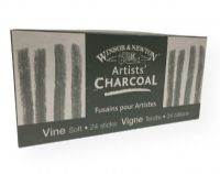 Winsor & Newton 8206002 Artists' Vine Charcoal Soft Set; The highest quality charcoal specially prepared for artist use; Produces a rich, dark gray; 24/box, soft; Shipping Weight 0.17 lb; Shipping Dimensions 6.5 x 3.00 x 1.5 in; UPC 094376887778 (WINSORNEWTON8206002 WINSORNEWTON-8206002 ARTISTS-8206002 ARTWORK CHARCOAL SKETCHING) 