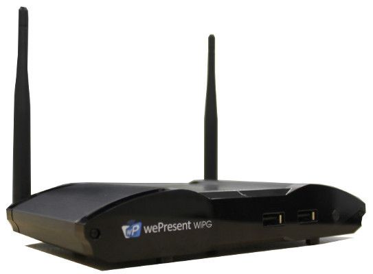 wePresent WiPG-2000s Wireless Presentation Solution; Dual-Band Wireless Access Point; Onboard Video Streamer; Projects one device to up to 4 different wePresent displays; OnScreen Annotation; USB Document Viewer and Media Player; Gigabit LAN and POE; Windows 7/8/10, Mac OS X 10.9/10.10, Android 4 and above, iOS 7 and above, and Chromebook Compatible; Dimensions 6.26