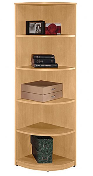 Bush WL60305SU Universal Wall System Light Oak Demi Bookcase, Four fixed shelves create five levels of storage, Leveling glides adjust for stability on uneven floors, Serves as an attractive end unit for one or a series of side-by-side storage units (WL-60305SU WL 60305SU )