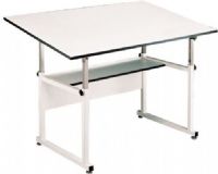 Alvin WM72-4-XB WorkMaster 4 Post Table, White Base and White Top 37.5" x 72"; Can be used as a reference or layout table, computer workstation, or drafting table; Counter-balance not required when using drafting machine; Angle adjusts from horizontal (0 degrees) to 40 degrees; Height adjusts from 29" to 46" in horizontal position; UPC 88354753957 (WM724XB WM-724XB WM724-XB ALVINWM724XB ALVIN-WM724-XB ALVIN-WM724XB-WHITE) 