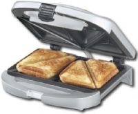 Cuisinart WM-SW2 Sandwich Grill, Brushed Chrome Housing, Grills two sandwiches, omelettes or servings of French toast, Red and green "ready to bake/ready to eat" indicator lights, Nonstick baking plates, Raised edges to seal ingredients inside sandwiches, Deep pockets, Lock-down lid, Rubber Feet, Instruction/Recipe book (WMSW2 WM SW2 WMS-W2 WMSW-2) 