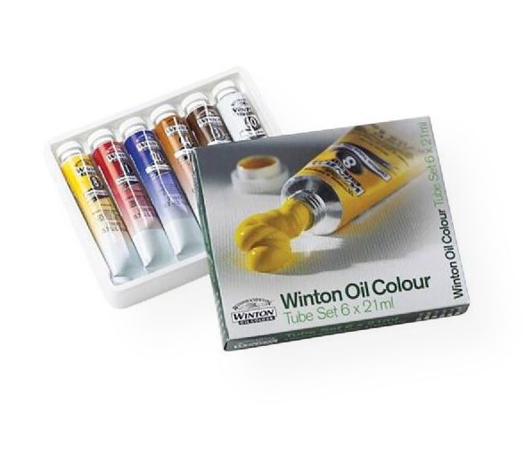 Winsor & Newton 1490617 Winton Oil 6-Color Introductory Set; Winton Oils represent a series of moderately priced colors replacing some of the more costly traditional pigments with excellent modern alternatives; The end result is an exceptional yet value driven range of carefully selected colors, including genuine cadmiums and cobalts; UPC 094376895230 (WN-1490617 WINTON-1490617 PAINTING)