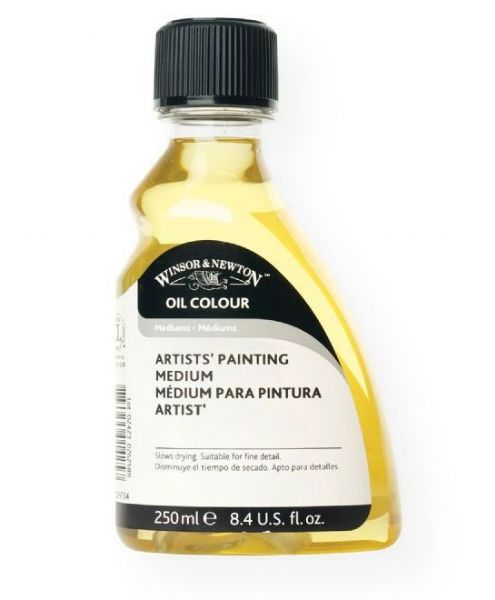 Winsor & Newton 3239734 Artists Painting Medium 250ml; A slow drying gloss medium, which is ideal for fine detail work, glazing, and smoothing blended areas with no brush marks; Reduces consistency and improves flow; Suitable for oiling out and enriching dull patches; Resists yellowing; Shipping Weight 0.62 lb; Shipping Dimensions 6.10 x 3.15 x 1.97 inches; UPC 884955014257 (WN3239734 WN-3239734 PAINTING)