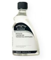 Winsor & Newton 3249744 Distilled Turpentine 500ml; A fast evaporating, highly refined essential oil with the strongest thinning and brush cleaning power of all Artists grade solvents; Suitable for removing varnish (including Dammar Varnish); Keep tightly closed and away from light to prevent oxidation; Do not use if it has thickened; Shipping Weight 1.10 lbs; Shipping Dimensions 6.89 x 3.86 x 2.40 inches; UPC 884955015513 (WN3249744 WN-3249744 PAINTING) 