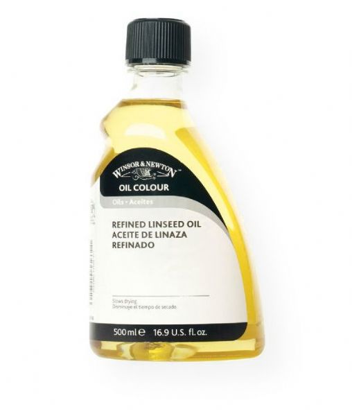 Winsor & Newton 3249748 Refined Linseed Oil 500ml; A low viscosity alkali refined oil of pale color that dries slowly; Reduces oil color consistency and increases gloss and transparency; Add to other oils to slow drying; Shipping Weight 1.17 lbs; Shipping Dimensions 6.89 x 3.86 x 2.40 inches; UPC 884955015889 (WN3249748 WN-3249748 PAINTING)