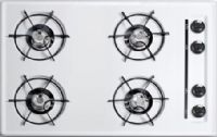 Summit WNL053 Built-in 30" Wide Gas Cooktop in White, Four burners with 9000 BTU's, Electronic/gas spark ignition, Porcelain cooking surface, Convertible with kit, Recessed top, Porcelain enameled steel grates, Dial controls, Painted surface, 28.38" Cutout Width, 18.63" Cutout Depth, 3.75" H x 29.75" W x 20" D, Made in the USA (WNL-053 WNL 053 WN-L053) 