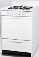 Summit WNM110P Slim 20" Width Gas Range with Battery Start Ignition, White, 2.5 cu.ft. Capacity, 9000 BTU per Burner, Porcelain construction, Broiler drawer, Lower compartment for separate broiling with even heat distribution, Broiler pan included, Two-piece porcelain broiler tray with grease well, Recessed oven door, Manual Oven Cleaning, 40.0" H x 20.0" W x 24.0" D5 (WNM-110P WNM 110P WNM110) 