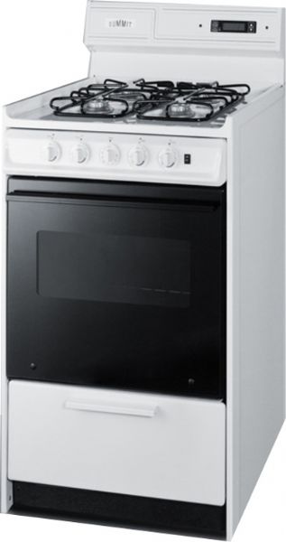 Summit WNM1307DK Gas Range with Electric Ignition, White, 20-Inch Capacity, Porcelain top, Porcelain oven, Porcelain oven and broiler door, Recessed oven door means less depth and protects adjacent cabinets, Removable top (WNM-1307DK WNM 1307DK WNM1307D WNM1307 WNM-1307)