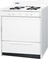 Summit WNM2107 Freestanding Gas Range with Manual Clean, Lower Broiler and Electronic Ignition, Natural Gas, White Finish, 30" Capacity, 4 Open Gas Standard Burners, Sealed Gas Optional, Porcelain Oven and Broiler Door, Removable top, Removable oven door, Drop down broiler door below oven (WNM-2107 WNM 2107) 