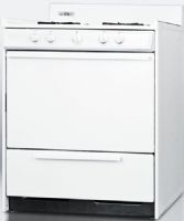 Summit WNM210P Gas Range 30" Wide with Battery Start Ignition, White, 3.7 cu.ft. Oven Capacity, 9000 BTU per Burner, Recessed oven door, Removable oven door and range top, Broiler drawer, Anti-tip bracket, Broiler tray included, Dial Burner Temperature Control, 4 Burners, Manual Oven Cleaning, Dial Oven Temperature Control, Porcelain Cooktop Surface, 40.0" H x 30.0" W x 24.0" D (WNM-210P WNM 210P WN-M210P WNM210) 