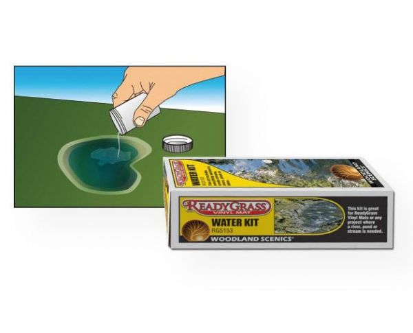 Woodland Scenics WSRG5153 ReadyGrass Water Kit; This kit includes everything needed to create streams, rivers, ponds, and lakes; Covers 32 square-inch area; Shipping Weight 0.42 lb; Shipping Dimensions 8.5 x 2.63 x 2.63 in; UPC 724771051534 (WOODLANDSCENICSWSRG5153 WOODLANDSCENICS-WSRG5153 READYGRASS-WSRG5153 ARCHITECTURE MODELING)