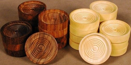 WorldWise Imports 3025 Wood Stacking Checkers, Sheesham and Boxwood, 26 mm / 1