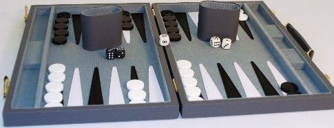 WorldWise Imports 2618GY Backgammon - Grey Vinyl Attache with Handle - Medium, Complete backgammon set in stylish case, 18-inch playfield in 22- x 18-inch case, Playfield and storage areas lined in grey felt, UPC 035756261870 (2618GY WORLDWISEIMPORTS2618GY WORLDWISEIMPORTS 2618GY WORLDWISEIMPORTS-2618GY WORLDWISEIMPORTS-2618-GY WORLDWISEIMPORTS 2618 GY)