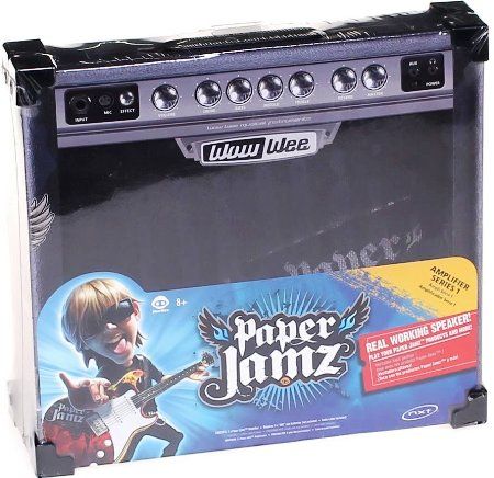 WowWee 6274 Paper Jamz Amplifier, Plugs Straight into your Paper Jamz Guitar or Drums, Can also be used as Regular Speaker Connected to Other Devices, Integrated Handle, Requires 4 x AA Batteries (not included), Dimensions 11 x 4 x 12 inches, UPC 771171162742 (WOWWEE6274 WOWWEE-6274)