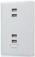 RCA WP4UWF 4-port USB Wall Plate Charger; Converts any standard 110V power outlet into 4 USB charging outlets; Plugs into existing outlet; Perfect for every room, just plug and charge!; Two 2.1 Amp outlets optimized for iPad and other tablets; Patent-pending switchable outlet works with virtually any charging circuitry; More Info Support/Manuals; Compatible with iPod, iPhone and iPad; Works with Android; Available in white and almond finishes; UPC 044476086786 (WP4UWF WP-4UWF) 