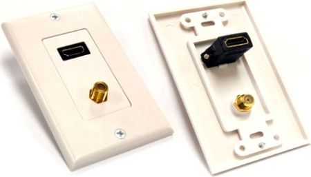 Bytecc WP-HD004 HDMI Ports Wall Outlet, Single HDMI w/F (Or 3G F) Connector Plate, Gold Plated, UPC 083728113498 (WPHD004 WP HD004 WP-HD-004 WPHD-004 WP-HD)