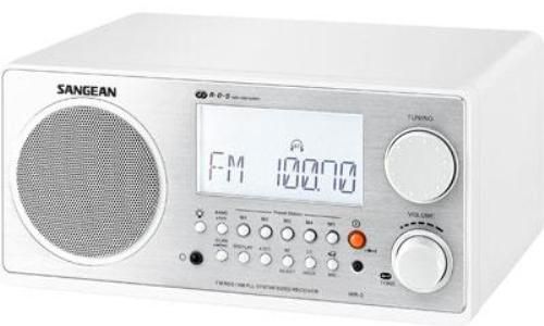 Sangean WR-2WH Table Top Digital Tuning Receiver FM-RDS /AM Wooden Cabinet, Elegant Piano Finish in White, PLL Synthesized Digital Tuning, Radio Data Services, Backlit LCD display, Clock and Alarm w/Humane Wake System, Adjustable Sleep Timer, Snooze Function, Rotary Tuning and Volume Control, Rotary Bass and Treble Control, 10 Memory preset, UPC 729288029229 (WR-2WH WR2WH WR-2-WH WR-2 WR2)