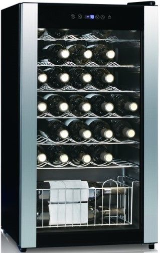 Equator WR 116-33 Single Zone Wine Cooler, Black with Stainless Steel Trim, 3.1cu.ft./33 Bottles Capacity, Flush back design, Touch Screen electronic control, Holds 33 wine bottles, Energy-saving, Sturdy slide-out adjustable shelves, Safety see-through door, Adjustable leg, Automatic Defrosting, Temperature Range 41F~64F, UPC 747037121161 (WR11633 WR-116-33 WR116-33 WR-11633)