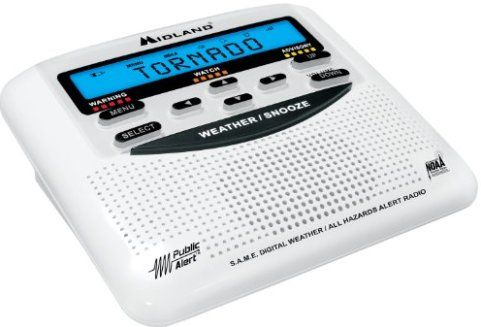 Midland WR-120B Weather alert radio, Digital clock, alarm, snooze Built-in Clock, NOAA weather alert Additional Features, LCD Built-in Display, Built-in Speaker, Weather channel: 162.4 - 162.55 MHz Tuner Frequency Range, LCD display Tuning Display, 7 preset stations Preset Station Qty, 1 x DC power input 1 x antenna Connector Type, FCC Part 15, RoHS Compliant Standards (WR120B WR-120B WR 120B WR120 WR-120 WR 120)