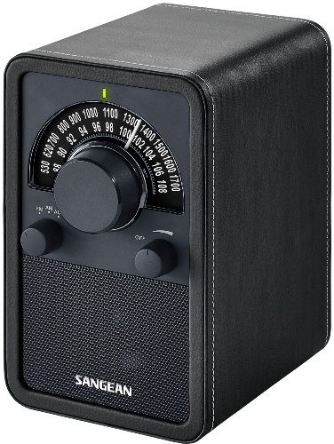 Sangean WR-15BK FM/AM Wooden Cabinet Receiver, Black Leatherette, Tuning and Band Indicators, Soft and Precise Tuning, Deep Bass Compensation for Rich Bass, 3 Inches 10 Watts Full Range Speaker with Enlarged Magnet, Auxiliary Input for Additional Audio Sources, Line-Out Jack Socket Connection for Audio Amplified Speaker System, UPC 729288028918 (WR15BK WR-15-BK WR 15BK WR-15B  WR-15 WR15)