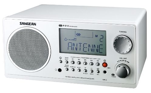 Sangean WR-2W Hi-Fi Wooden Radio, PLL Synthesized Tuning System, White, 10 Memory Preset, Variable Bass & Treble Controls, 3 inch 7 watt Full Range Speaker with Enlarged Magnet, Bass Compensation, External AM Antenna Terminal, Detachable Power Cord, Auxiliary Input Jack, Record Output Jack, Stereo Headphones Jack, 9-15 VDC Power Adapter Jack (WR2 WR-2 WR 2 WR2W WR-2W) 
