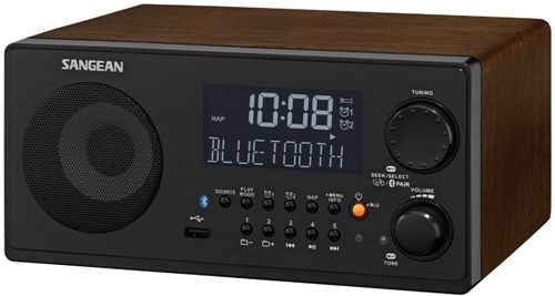 Sangean WR-22 WL FM-RBDS/AM/USB/Bluetooth Digital Receiver, Walnut, 10 Station Presets (5 FM, 5 AM), Easy To Read High Contrast LCD Display With Automatic And Adjustable Backlight, Built-In Bluetooth Wireless Audio Streaming, Clock Available For FM RDS-CT, Settable Alarm Volume, HWS (Humane Wake System) Buzzer And Radio, Adjustable Nap Timer, UPC 729288029052 (WR22WL WR-22WL WR-22WL WR-22 WR22)