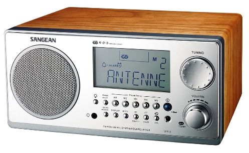 Sangean WR-2 Hi-Fi Wooden Radio W/PLL Synthesized Tuning System, 10 Memory Preset - Walnut, Variable Bass & Treble Controls, 3 inch 7 watt Full Range Speaker with Enlarged Magnet, Bass Compensation, External AM Antenna Terminal, Detachable Power Cord, Auxiliary Input Jack, Record Output Jack, Stereo Headphones Jack, 9-15 VDC Power Adapter Jack (WR2 WR-2 WR 2 WR2W WR-2W)  