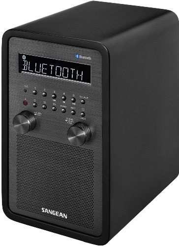 Sangean WR-50 FM/AM/Bluetooth Wooden Cabinet Receiver, Matt Black, 10 Station Presets (5 FM, 5 AM) or 18 Station Presets (9 FM, 9 AM) by Remote Control, Built-in Bluetooth Wireless Audio Streaming, Easy to Pair Your NFC (Near Field Communications) Enabled Smartphone via Bluetooth with a Simple Tap, Loudness On/Off, Bass and Treble Control, UPC 729288028970 (WR50 WR-50 WR 50)