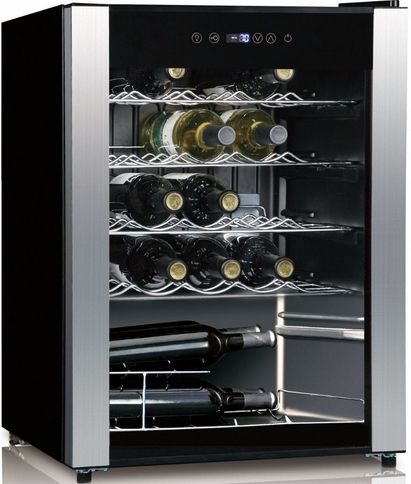 Equator WR 90-23 Single Zone Wine Cooler, Black with Stainless Steel Trim, 2.4cu.ft./23 Bottles Capacity, Flush back design, Touch Screen electronic control, Holds 23 wine bottles, Energy-saving, Sturdy slide-out adjustable shelves, Safety see-through door, Adjustable leg, Automatic Defrosting, Temperature Range 41F~64F, UPC 747037121901 (WR9023 WR-90-23 WR90-23 WR-9023)