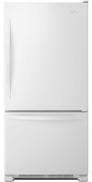 Whirlpool WRB322DMB Bottom-Freezer Refrigerator with SpillGuard Glass Shelves, 21.9 cu. ft, 15.6 Cu. Ft. Refrigerator Capacity, 6.3 Cu. Ft. Freezer Capacity, 5 Number Of Refrigerator Shelves, 4 Adjustable Half-Width; 1 Fixed Full-Width Spill-Proof Glass Shelves, 2 Half-Width Humidity-Controlled Drawers, 1 Half-Width Non Climate-Control Drawers, 5 Adjustable Partial-Width; 1 Fixed Full-Width Door Bins, UPC 883049288383 (WRB322DMB WRB-322-DMB WRB 322 DMB)