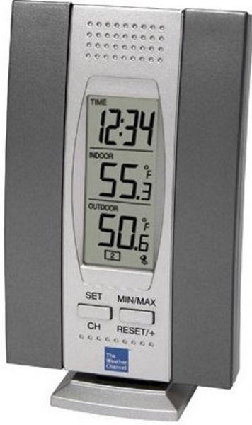 La Crosse  Technology WS-7013TWC-BP Wireless Temperature Station, Wall hanging or free standing, Detachable stand included, Can receive up to 3 sensors, Time display, 12/24 hour time display, -21.8F to +156.2F Wireless outdoor temperature range, Up to 80 Feet Transmission range (WS7013TWCBP WS 7013TWC BP) 