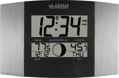 La Crosse Technology WS-8117U-IT-AL Atomic Digital Wall Clock with Moon & IN/OUT Temp, -39.8F to 139.8 F Wireless outdoor temperature range, 14.1 F to 103.8 F Indoor temperature range, 12 phases Moon phase, Up to 330 Feet Transmission range, 915 MHz Transmission frequency, Time zone setting, Time alarm with snooze (WS-8117U-IT-AL WS 8117U IT AL WS8117UITAL)