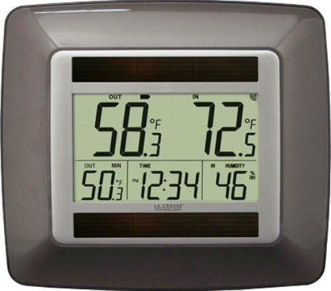 La Crosse Technology WS-8120U-IT-BR Solar Powered Wireless Weather Station and Sensor, 200 FT. Wireless transmission range, 15.8F to 139.8 Indoor, -39.2F to 139.8F Outdoor Temperature range, 20% to 95% RH Indoor Humidity range, High-efficiency modern solar panel maintains full charge with minimal light, LCD displays temperature readings, Transmits outdoor temperature, 12 Hour time display, Low battery indicators, UPC 757456987996 (WS8120UITBR WS-8120U-IT-BR WS 8120U IT BR)