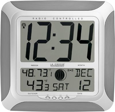 La Crosse Technology Atomic Digital Wall Clock With Indoor Outdoor Temperature 