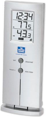 La Crosse Technology WS-9014TWC-BP Wireless Thermometer Wheater Channels, 12 or 24 Hour Time Display, Can Receive Up to 3 Sensors, Wall Hanging or Free Standing, Detachable Stand Included, -21.8F to +156.2F Wireless Outdoor Temperature Range, 14F to 140F Indoor Temperature Range (WS 9014TWC BP WS9014TWCBP)