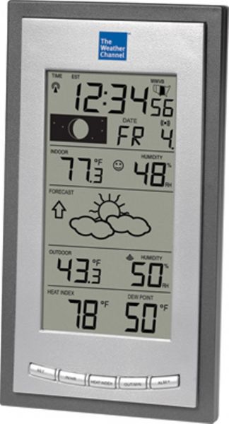 La Crosse Technology WS-9043TWC Wireless Forecast with Heat Index, 0F to 217F Heat Index, -21.9F to 157.8F Dew Point Range, 1% to 99% Wireless Outdoor Humidity Range, 1% to 99% Indoor Humidity Range, -21.8F to 157.8F  Wireless Outdoor Temperature Range, 14.1F to 139.8F Indoor Temperature Range, Up to 330 Feet  Transmission Range, 433.92 MHz Transmission Frequency, TX7U Compatible Sensor (WS-9043TWC WS 9043TWC  WS9043TWC)