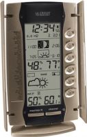 La Crosse Technology WS-9096U Wireless Sun/Moon Forecast Station, 1% to 99% Humidity range, -21.8°F to +157.8°F Wireless outdoor temperature range, 32 °F to +140°F Indoor temperature range, 12 phases Moon phase, 5 minutes to 30 minutes Adjustable snooze range, 433.92 MHz of Transmission frequency, Up to 330 feet of Transmission range (WS 9096U WS9096U WS-9096U) 