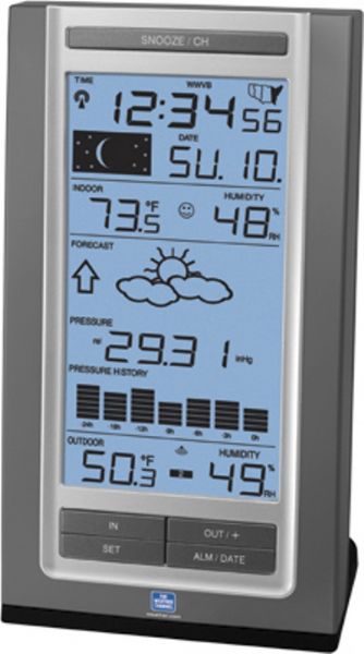 La Crosse Technology WS-9115TWC Wireless Forecast Station with Pressure History,  1% to 99% Wireless Outdoor Humidity Range, 1% to 99% Indoor Humidity Range, -21.8F to 157.8F  Wireless Outdoor Temperature Range, 14.2F to 139.8 F Indoor Temperature Range, Up to 330 Feet Transmission Range, 433.92 MHz Transmission Frequency, TX7U Compatible Sensor, Can Receive Up to 3 Sensors (WS 9115TWC WS-9115TWC WS9115TWC)