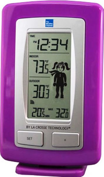 La Crosse Technology  WS-9782TWC-IT Wireless Temperature Station with Weather Girl, 200 Feet Transmission Range, 14.2F to 139.8F ; -9.9C to 59.9C Indoor Temperature Range, -39.8F to +139.8F ; -39.9C to +59.9C Outdoor Temperature Range, 5 Icons Update Based on Outdoor Temperature, Frost Warning Indicator Icon, 12 / 24 Hour Time Display, Wall Hanging or Free Standing, UPC 757456989068 (WS9782TWCIT WS-9782TWC-IT WS 9782TWC IT)