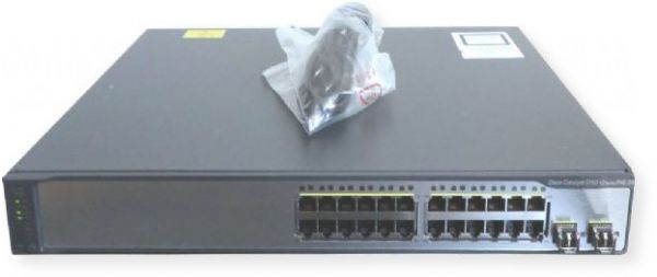 Cisco WS-C3750V2-24PS-S model Catalyst 3750V2-24PS Switch, 24 ports - L3 - managed - stackable Device Type, Rack-mountable - 1U Enclosure Type, 24 x 10/100 + 2 x SFP Ports, 12K entries MAC Address Table Size, 9 Max Units In A Stack, 32 MB flash Flash Memory, AC 120/230 - 50/60 Hz Voltage Required, 370 Watt Power Consumption Operational, 261,586 hours MTBF (WSC3750V224PSS WS-C3750V2-24PS-S WS C3750V2 24PS S Catalyst3750V224PS Catalyst-3750V2-24PS Catalyst 3750V2 24PS) 