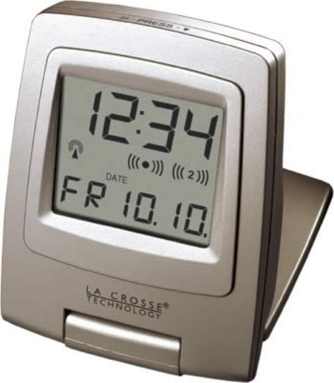 La Crosse Technology WT-2165U Digital Travel Alarm Clock, Atomic Time and Date with Manual Setting, Perpetual Calendar, Time Zone Setting, Folding Case for Travel Use (WT2165U WT 2165U WT-2165 WT2165 757456995038)