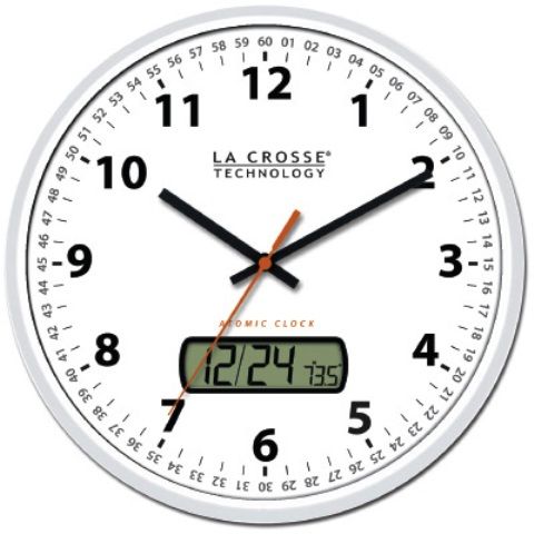 La Crosse Technology WT-3128U-WH model WT-3128U White Atomic Wall Clock with Date Display, 12