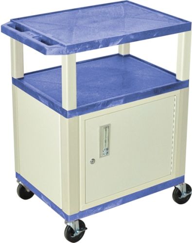 Luxor WT34BUC3E Tuffy AV Cart 3 Shelves with Cabinet and Putty Legs; 18