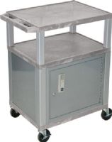 Luxor WT34GYC4E-N Tuffy AV Cart 3 Shelves Nickel Legs, Gray; Includes steel cabinet made of 20 gauge steel; Includes lock with a set of two keys; Includes electric assembly with 3 outlet 15 foot cord with cord management wrap and three cable management clips; Recessed chrome handle and cable management access in back cabinet panel; UPC 812552017951 (WT34GYC4EN WT-34GYC4E-N WT 34GYC4E-N WT34-GYC4E-N WT34 GYC4E-N) 