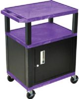 Luxor WT34PC2E-B Tuffy AV Cart 3 Shelves Black Legs, Purple; Includes steel cabinet made of 20 gauge steel; Includes lock with a set of two keys; Includes electric assembly with 3 outlet 15 foot cord with cord management wrap and three cable management clips; Recessed chrome handle and cable management access in back cabinet panel; UPC 847210006831 (WT34PC2EB WT34PC2E WT-34PC2E-B WT 34PC2E-B WT34-PC2E-B WT34) 