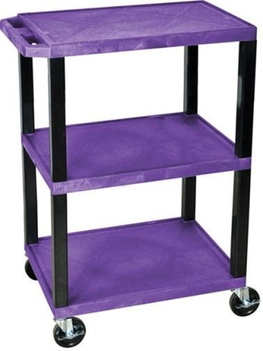 Luxor WT34PS Tuffy AV Cart 3 Shelves Black Legs, Purple; 18