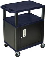 Luxor WT34ZC2E-B Tuffy AV Cart 3 Shelves Black Legs, Navy; Includes steel cabinet made of 20 gauge steel; Includes lock with a set of two keys; Includes electric assembly with 3 outlet 15 foot cord with cord management wrap and three cable management clips; Recessed chrome handle and cable management access in back cabinet panel; UPC 847210005483 (WT34ZC2EB WT34ZC2E WT-34ZC2E-B WT 34ZC2E-B WT34-ZC2E-B WT34) 