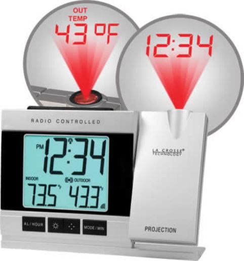 La Crosse Technology WT-5220U-IT Projection Alarm Clock with IN/OUT Temperature, Atomic Time & Date, Time Alarm with Snooze, EL Backlight, Dimensions of receiver 3.6 x 5.6 x 1.4 in; Wireless outdoor temperature F/C, Monitors indoor temperature F/C, Projects alternating time and outdoor temperature on wall or ceiling in easy to read numbers (WT5220UIT WT 5220U-IT WT-5220U WT5220U)